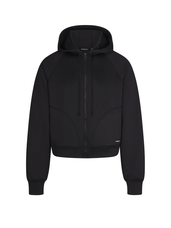 Performance Full Zip Hoodie front view in black.