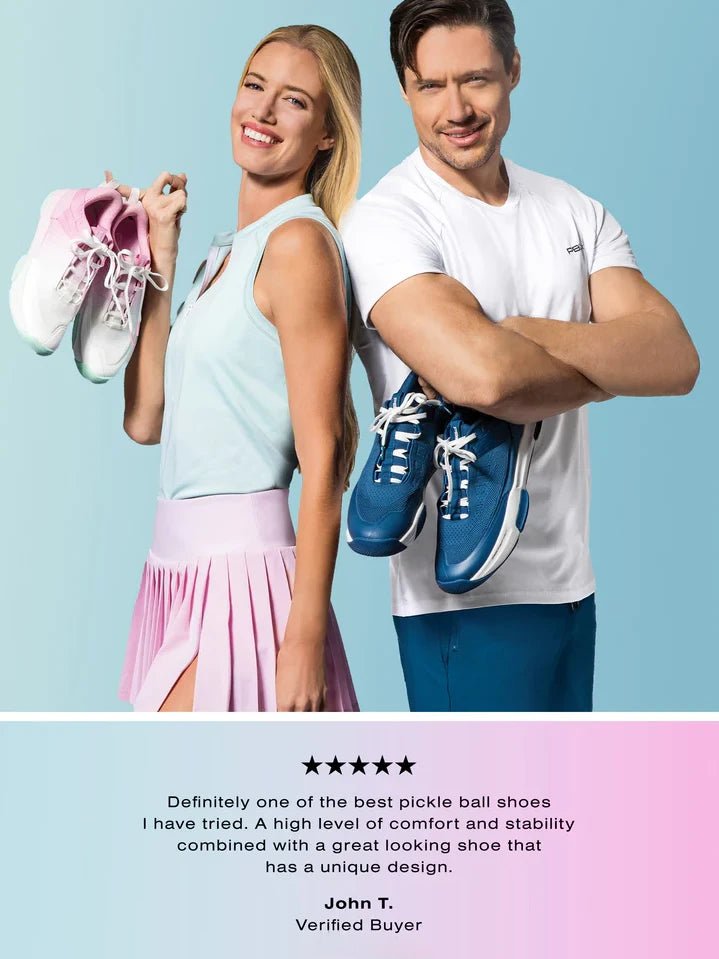 Shop Footwear and a testimonial