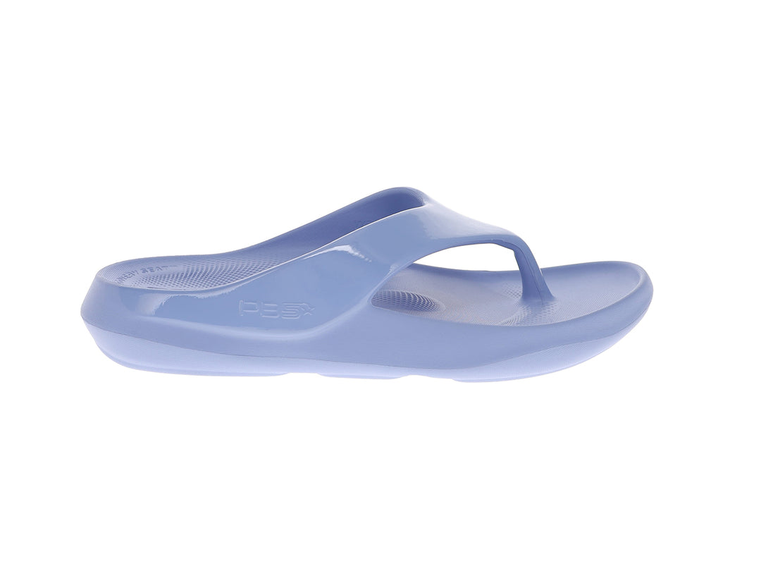 Side profile of women’s Apres Sport lilac flip flop sandal with cushioned comfort sole - PB5star.com