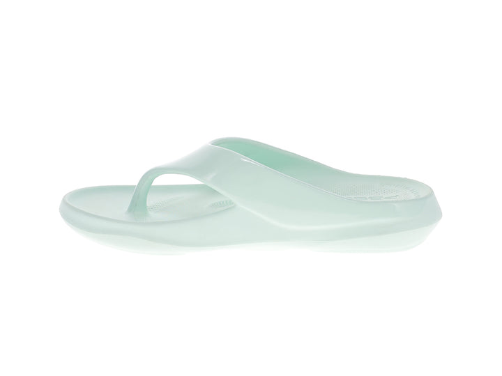 Side view of women’s Apres Sport mint flip flop sandal with ergonomic comfort footbed - PB5star.com