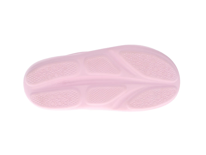 Bottom view of women’s Apres sport powder pink flip flop with comfort outsole design - PB5star.com