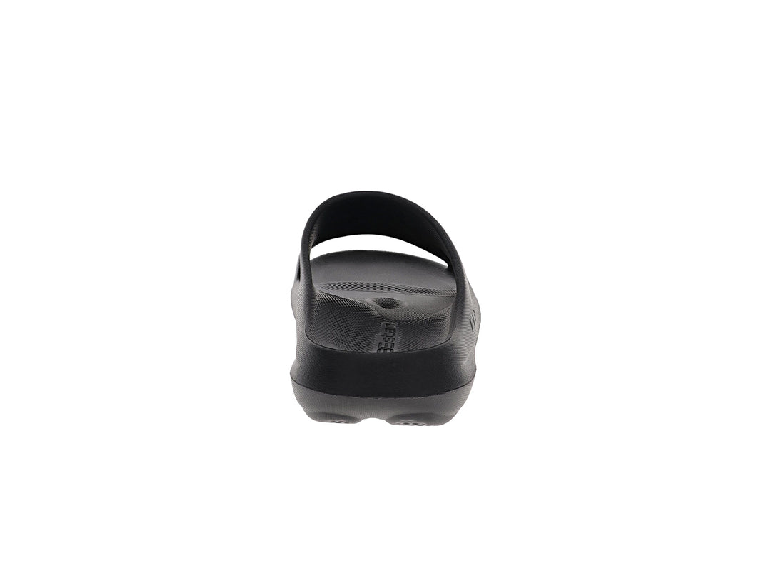 Back view of women’s Apres Sport black slide sandal showing heel support and tread detail - PB5star.com