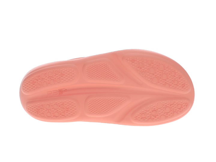 Bottom view of women’s Apres Sport Peach slide sandal featuring textured comfort sole - PB5star.com