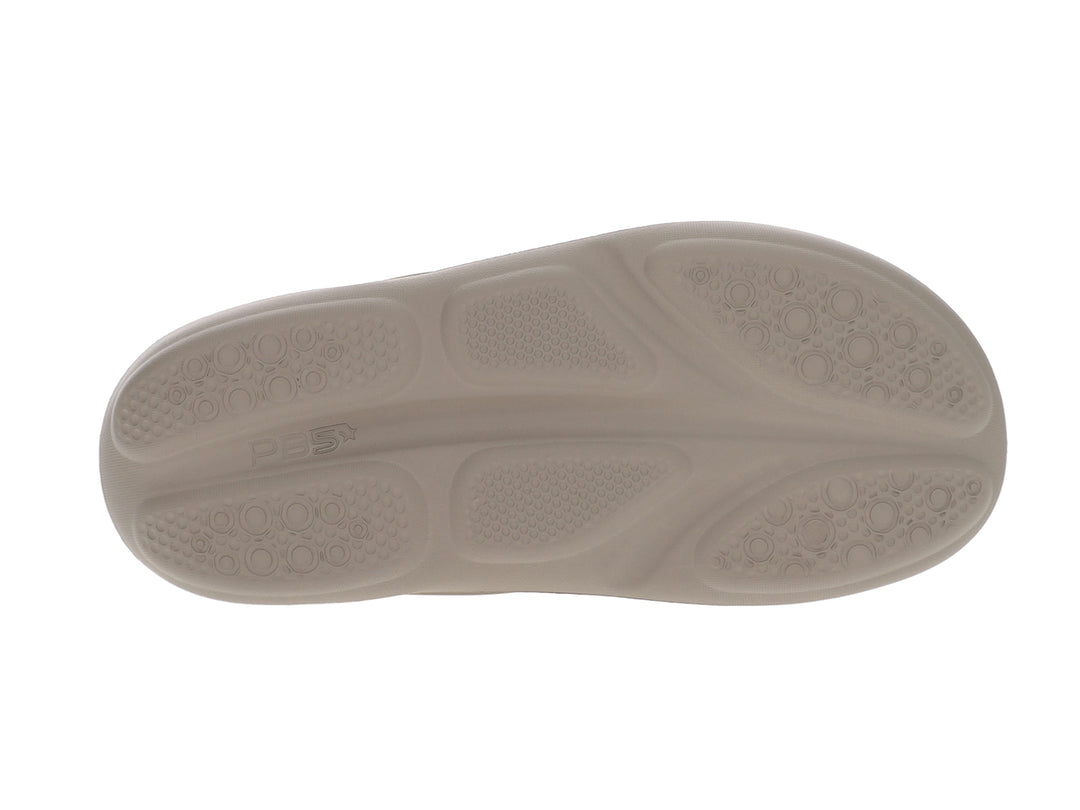Bottom view of women’s Apres Sport Titanium slide sandal featuring textured comfort sole - PB5star.com