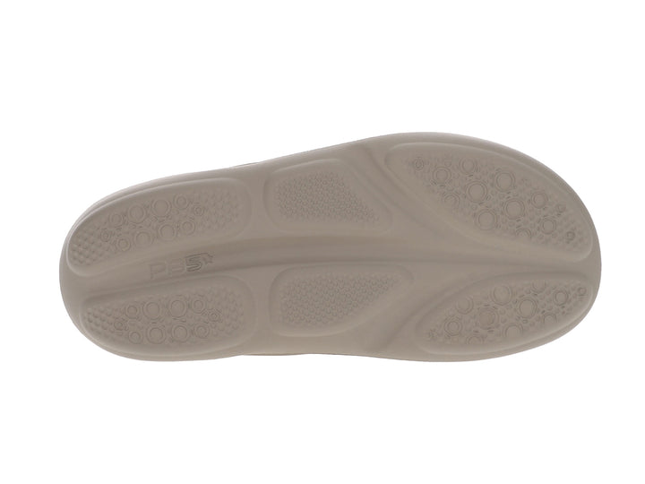 Bottom view of women’s Apres Sport Titanium slide sandal featuring textured comfort sole - PB5star.com