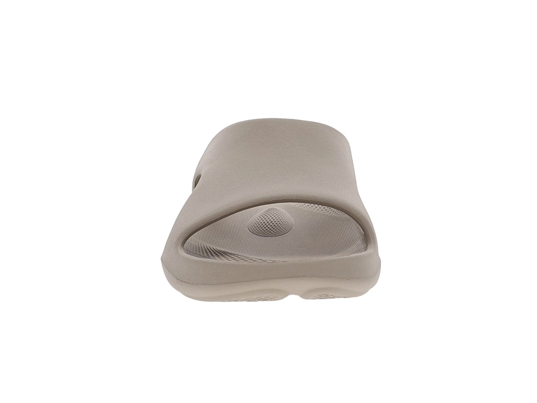 Front view of women’s Apres Sport titanium slide sandal highlighting open toe design - PB5star.com