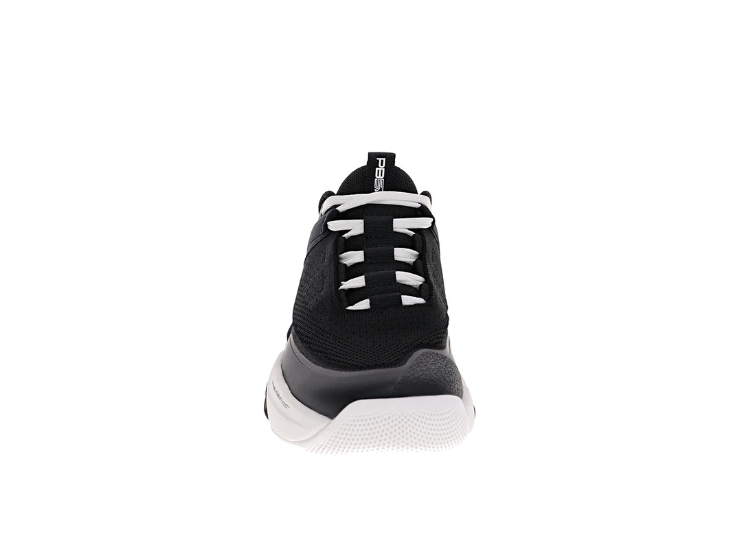 Front view of women’s PB5star Court 2 black-white pickleball shoes featuring ombré laces, breathable mesh, and reinforced toe - PB5star.com