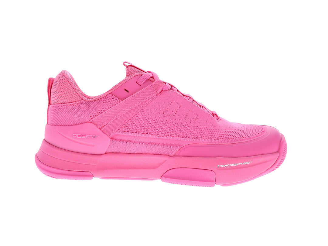 Side view of women’s PB5star Court 2 pink pickleball shoes with mesh upper and cushioned sole - PB5star.com