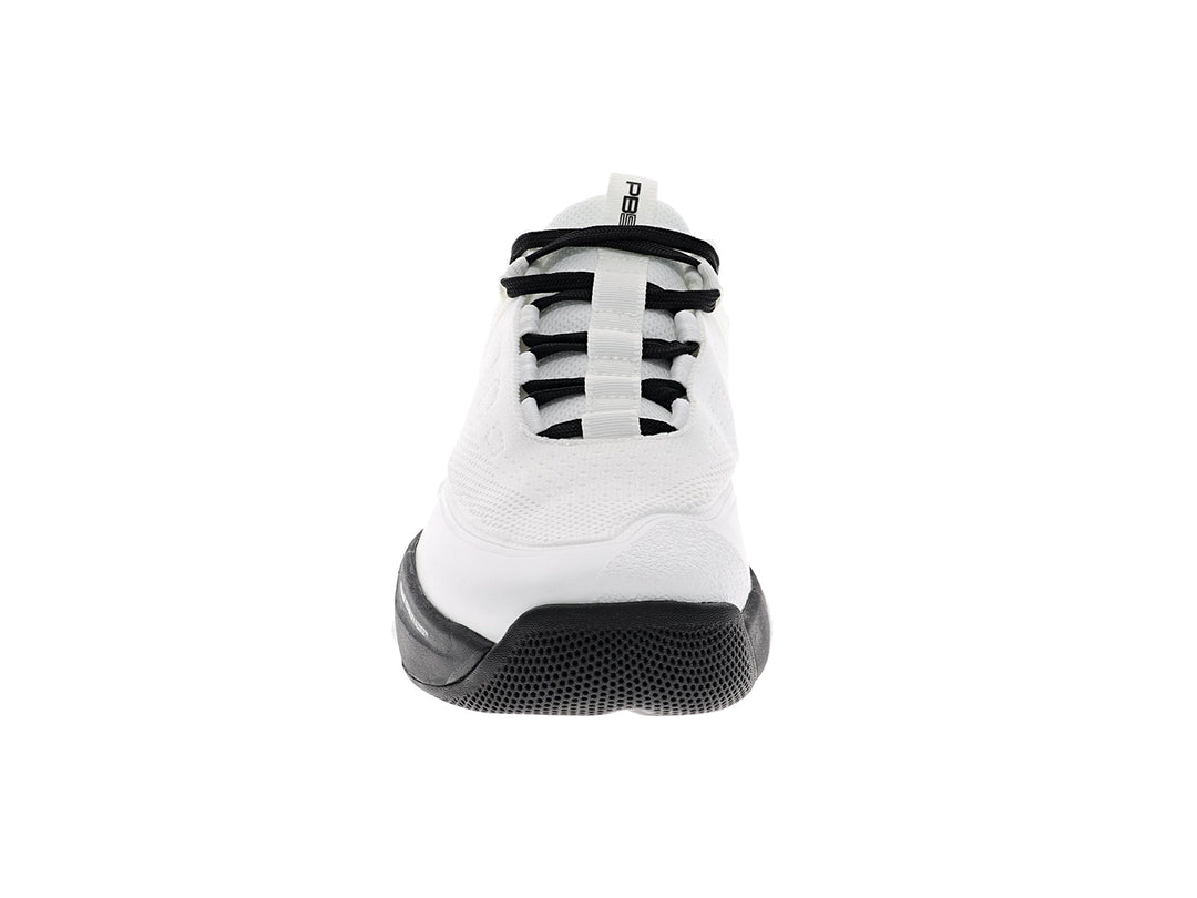 Front view of women’s PB5star Court 2 white-black pickleball shoes featuring ombré laces, breathable mesh, and reinforced toe - PB5star.com