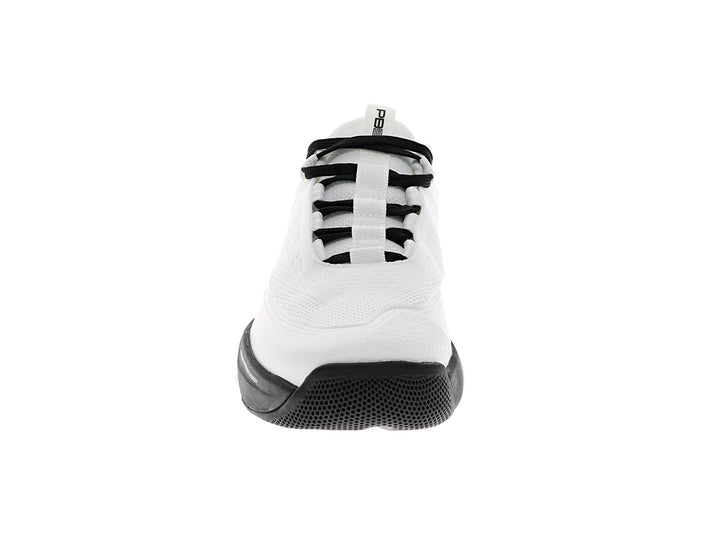 Front view of women’s PB5star Court 2 white-black pickleball shoes featuring ombré laces, breathable mesh, and reinforced toe - PB5star.com