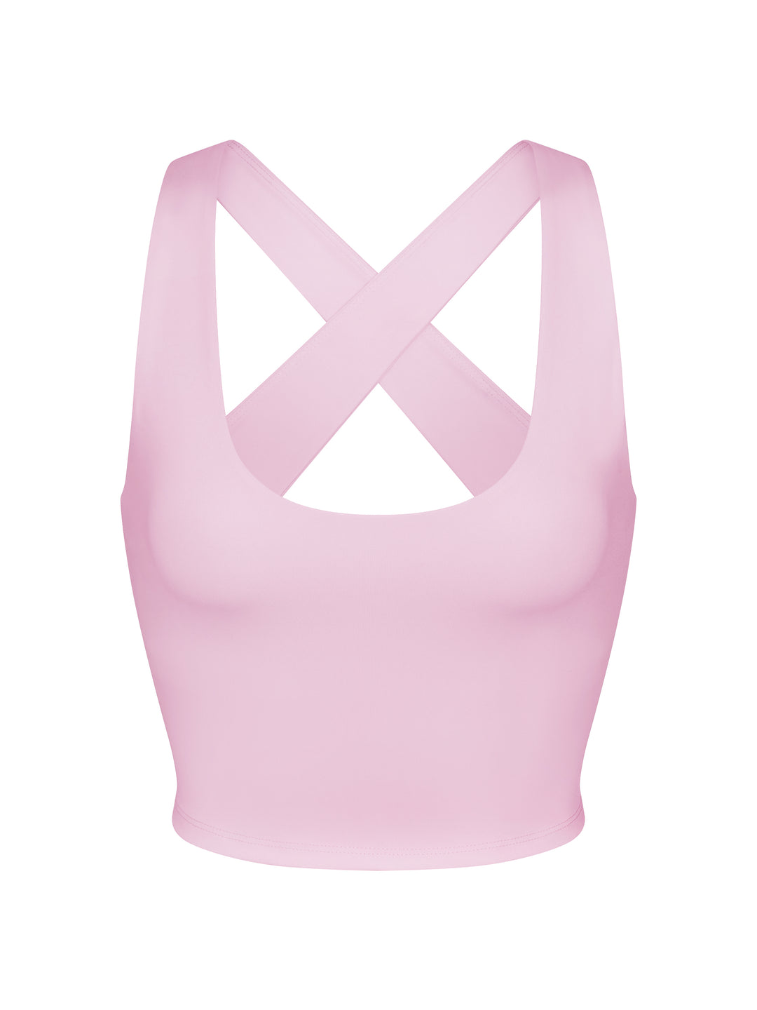 PB5star women's powder pink scoop neck sports bra with cross-back straps