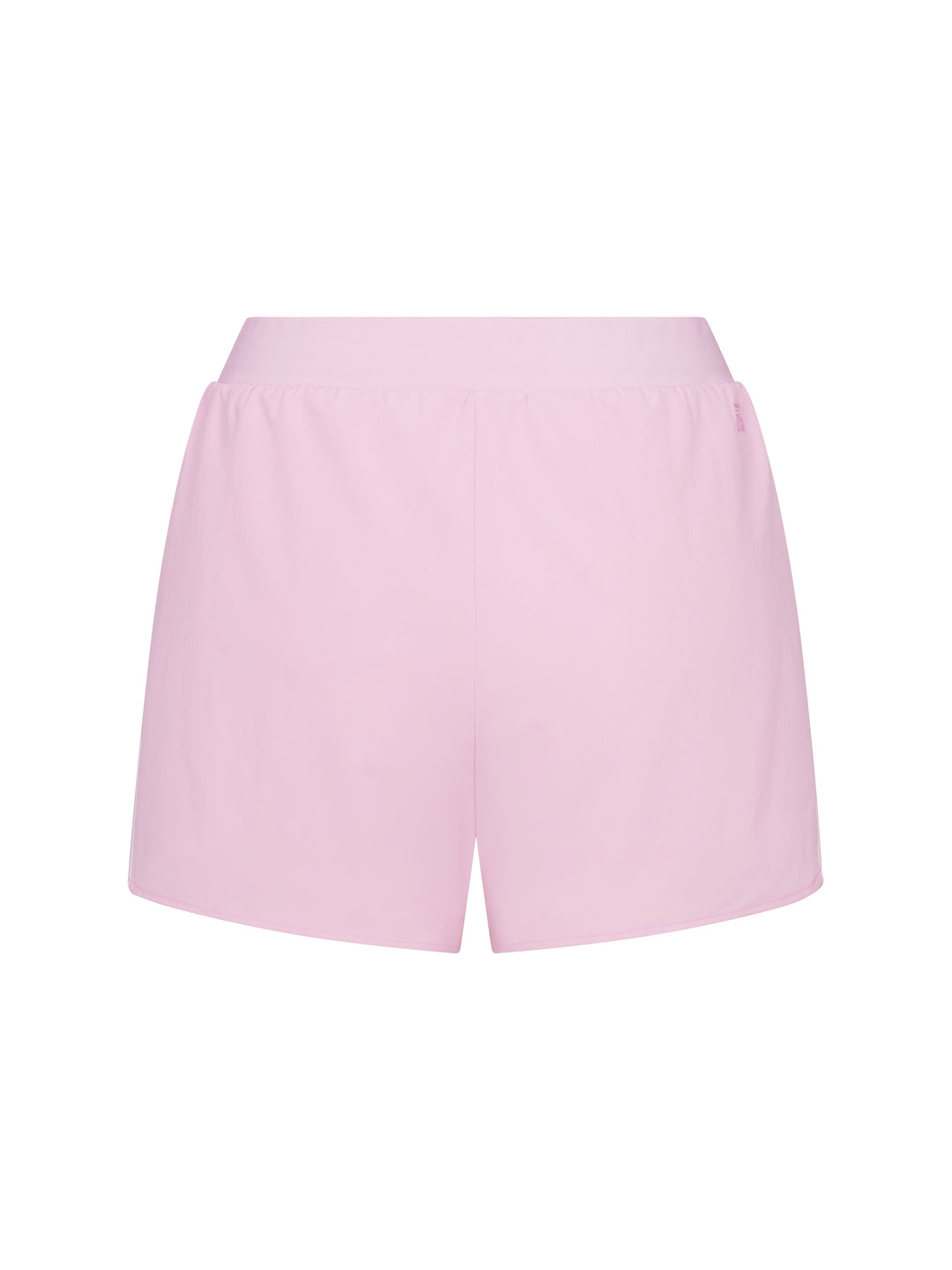 Back view of PB5star women's powder pink athletic shorts with elastic waistband