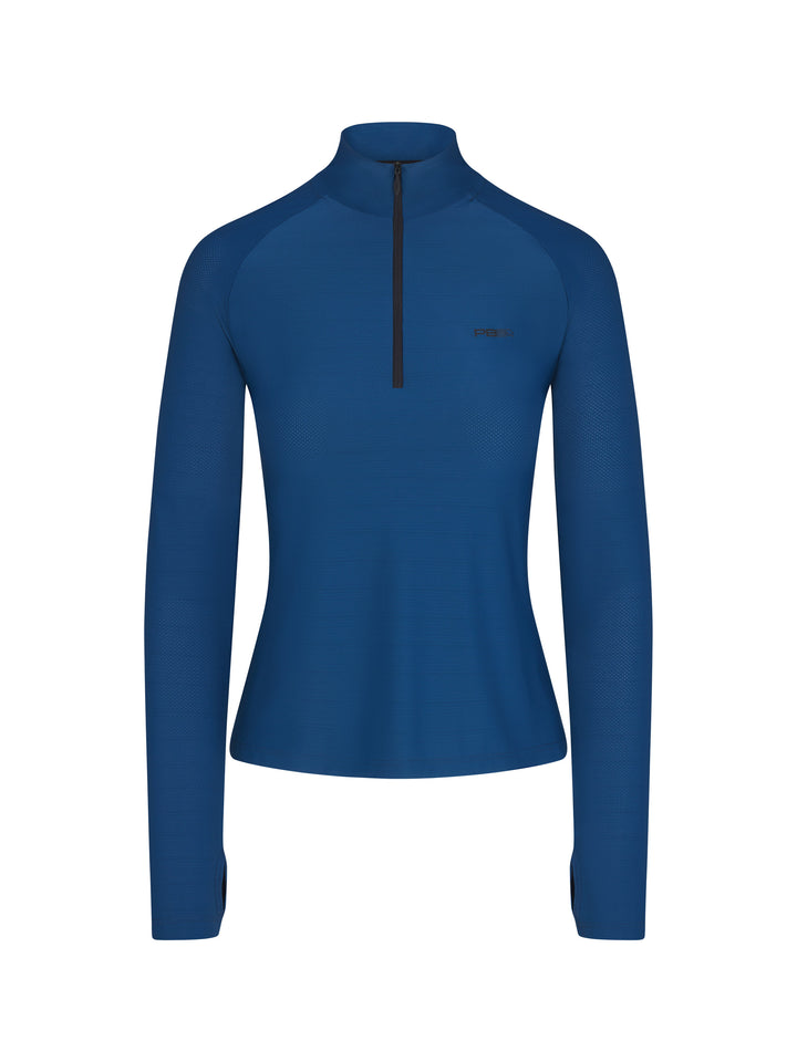 Women's astral blue Long Sleeve Layering Tee made from quick-dry moisture-wicking fabric, designed for comfort and performance.