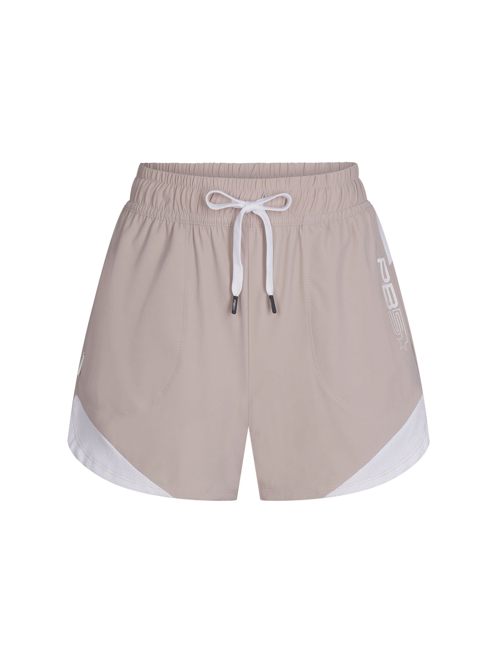 Women's Vented Court Short front view in Clay and White. Logo on left side seam.
